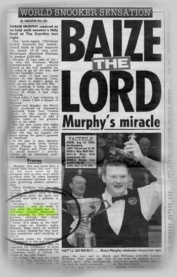 shaun murphy. Shaun murphey news paper